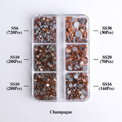 Mixed Sizes 6 Grid Box Champagne Glass HotFix Rhinestones For Clothing DIY
