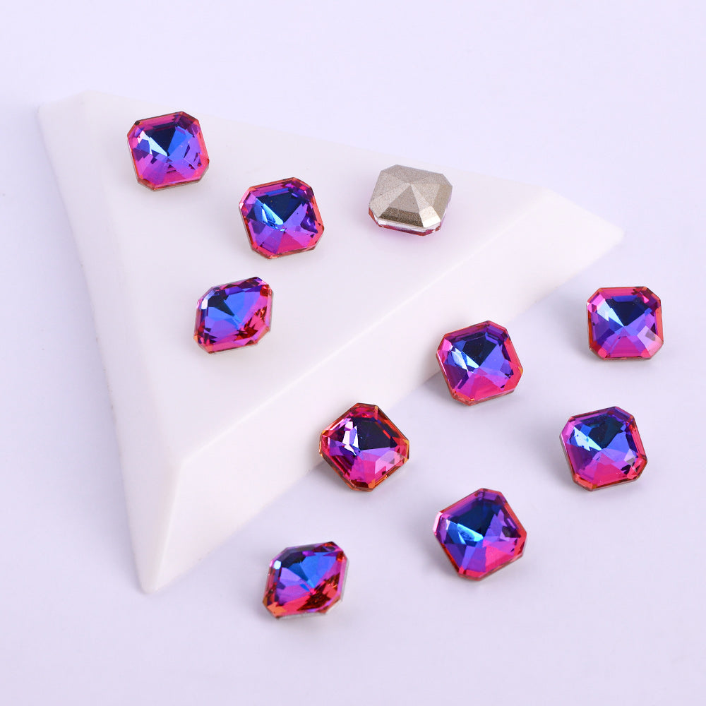 Purple Volcano Square Octagon Shape Pointed Back Fancy Rhinestones WholesaleRhinestone