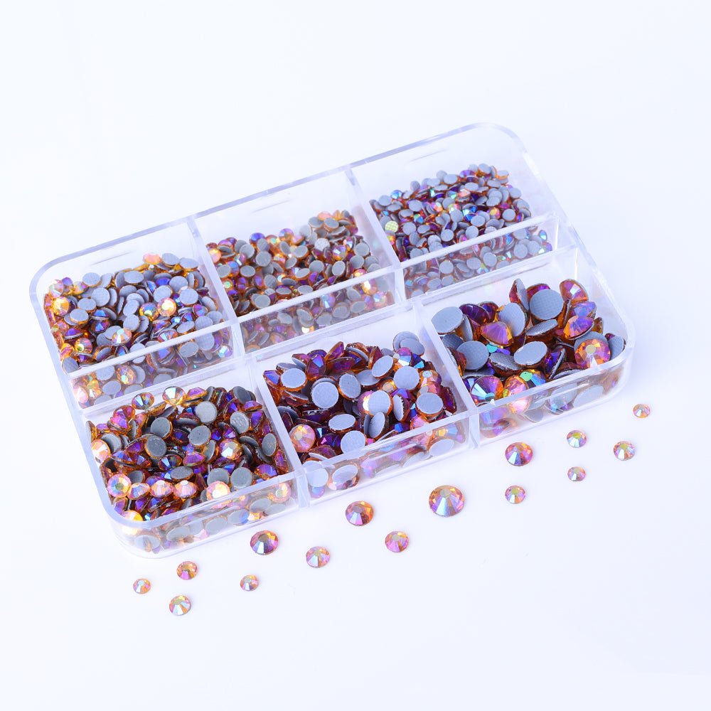 Mixed Sizes 6 Grid Box Topaz AB Glass HotFix Rhinestones For Clothing DIY Secondary image