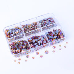 Mixed Sizes 6 Grid Box Topaz AB Glass HotFix Rhinestones For Clothing DIY