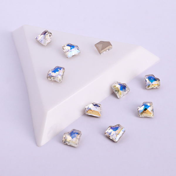 Blue Moonlight Concave Heart Shape Pointed Back Fancy Rhinestones WholesaleRhinestone