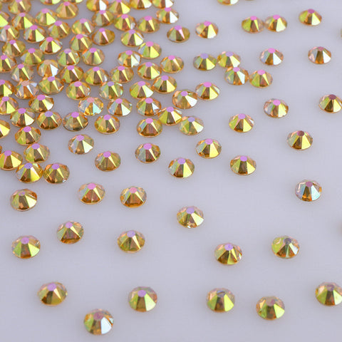 Metal Sunlight Glass Flat Back Glue-On Rhinestones 16 Cut Facets In Bulk WholesaleRhinestone