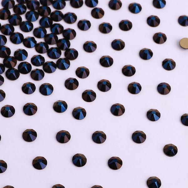 Metallic Blue Glass Flat Back Glue-On Rhinestones 16 Cut Facets WholesaleRhinestone