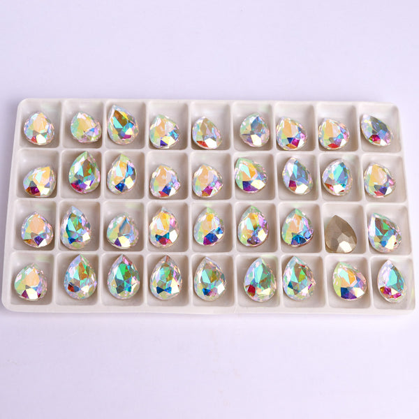 Crystal AB Pear Shape High Quality Glass Pointed Back Fancy Rhinestones WholesaleRhinestone