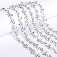 Sew-on Crystal Glass Rivoli Rhinestone Trim Chain Applique RA709 WholesaleRhinestone