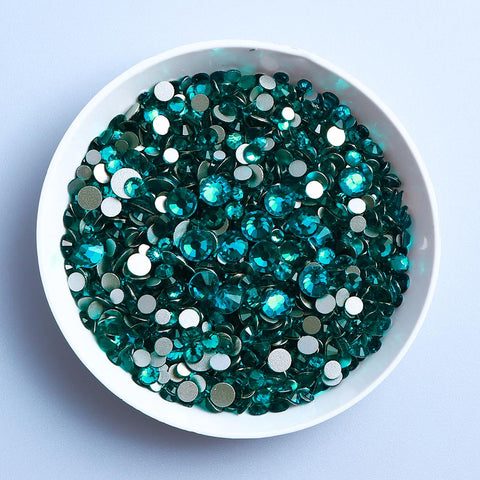 Mixed Sizes Indicolite  Glass FlatBack Rhinestones For Nail Art Silver Back WholesaleRhinestone