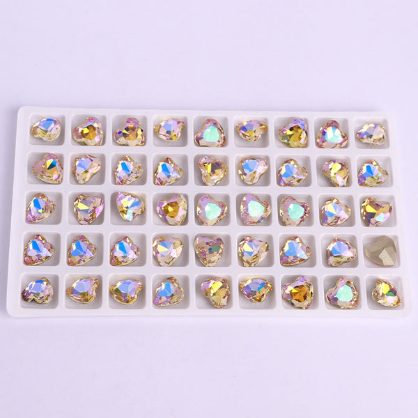 Paradise Shine Heart Shape High Quality Glass Pointed Back Fancy Rhinestones WholesaleRhinestone