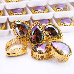 Ghost Light Drop Shape High-Quality Glass Sew-on Nest Hollow Claw Rhinestones