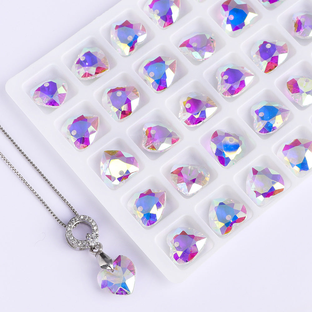 Crystal AB Heart Cut High Quality Glass Rhinestone Pendant WholesaleRhinestone