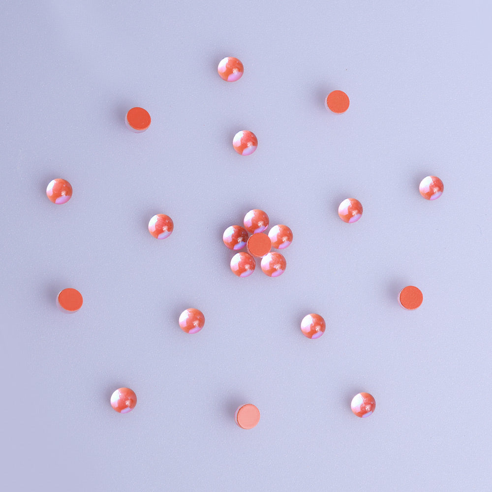 Mocha Orange Mermaid Tears Glass Half Pearls Rhinestones For Nail Art WholesaleRhinestone