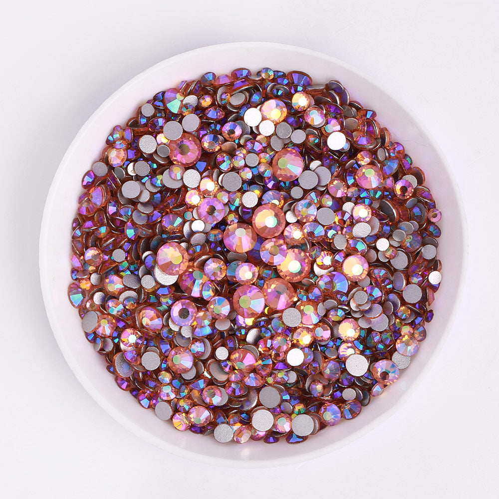 Mixed Sizes Champagne AB Glass FlatBack Rhinestones For Nail Art Silver Back Secondary image