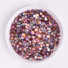 Mixed Sizes Champagne AB Glass FlatBack Rhinestones For Nail Art Silver Back WholesaleRhinestone