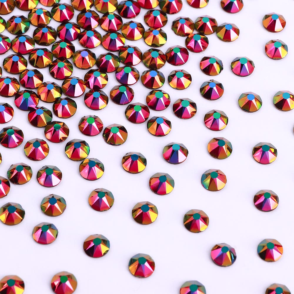 Rainbow Rose Gold Glass Flat Back Glue-On Rhinestones 16 Cut Facets WholesaleRhinestone
