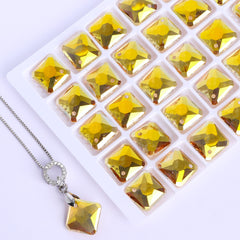 Metallic Sunshine Princess Cut High Quality Glass Rhinestone Pendant WholesaleRhinestone