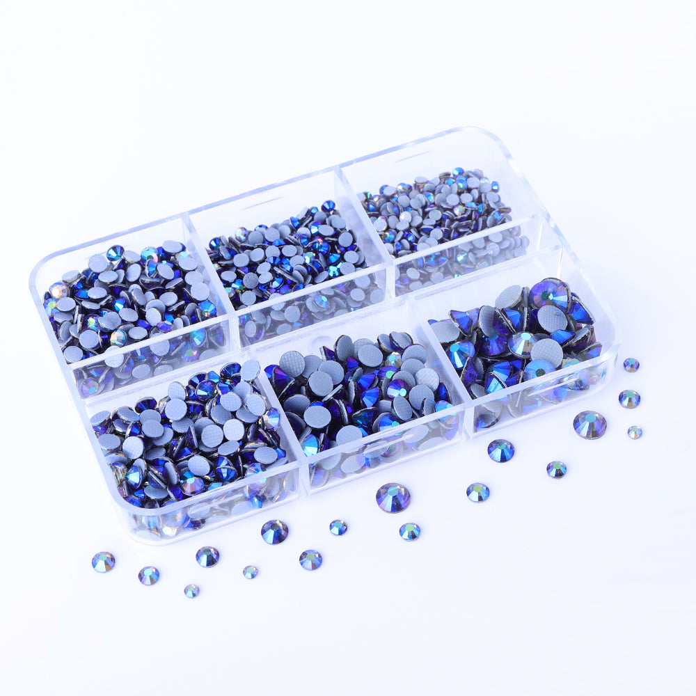 Mixed Sizes 6 Grid Box Black Diamond AB Glass HotFix Rhinestones For Clothing DIY Secondary image