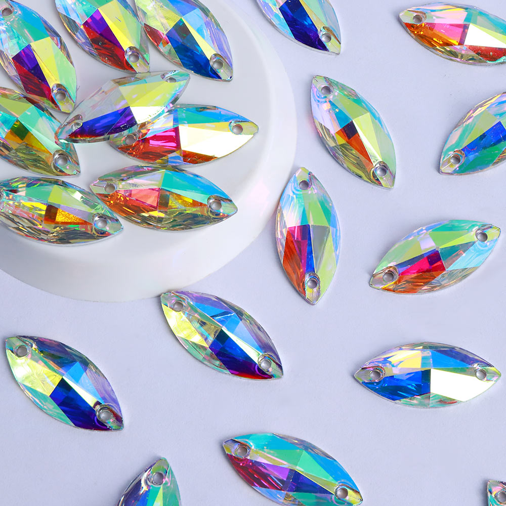 Navette Crystal AB Resin Sew-on Rhinestones For Dance Costume WholesaleRhinestone