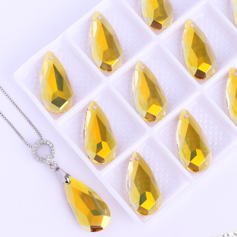 Metallic Sunshine Tear Drop High Quality Glass Rhinestone Pendant Secondary image