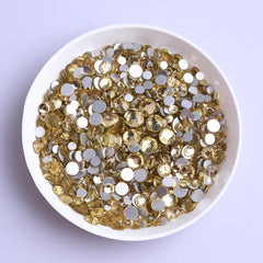 Mixed Sizes Light Yellow Glass FlatBack Rhinestones For Nail Art Silver Back WholesaleRhinestone