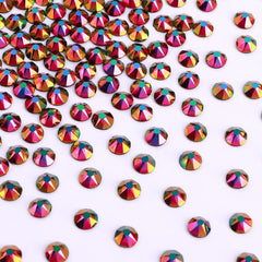 Rainbow Rose Gold Glass Flat Back Glue-On Rhinestones 16 Cut Facets In Bulk WholesaleRhinestone