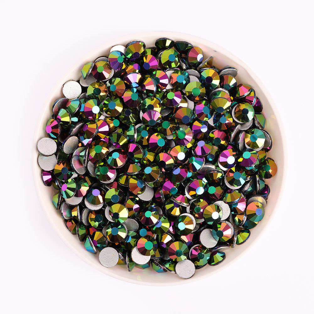 Green Magic Glass FlatBack Rhinestones Silver Back WholesaleRhinestone