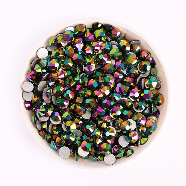 Green Magic Glass FlatBack Rhinestones Silver Back WholesaleRhinestone