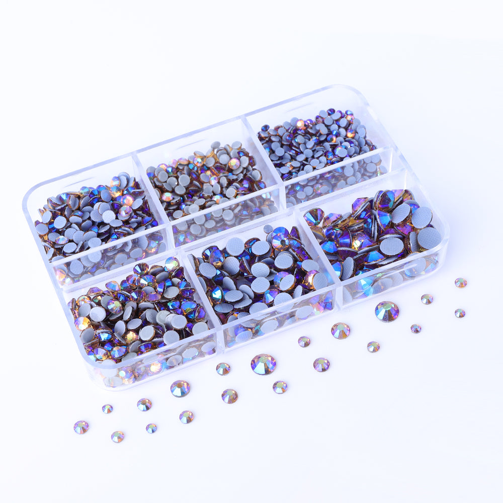 Mixed Sizes 6 Grid Box Light Colorado Topaz AB Glass HotFix Rhinestones For Clothing DIY Secondary image