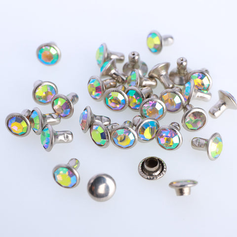 100 Sets Crystal AB Glass Rhinestone Rivets for Leather Craft DIY Making WholesaleRhinestone