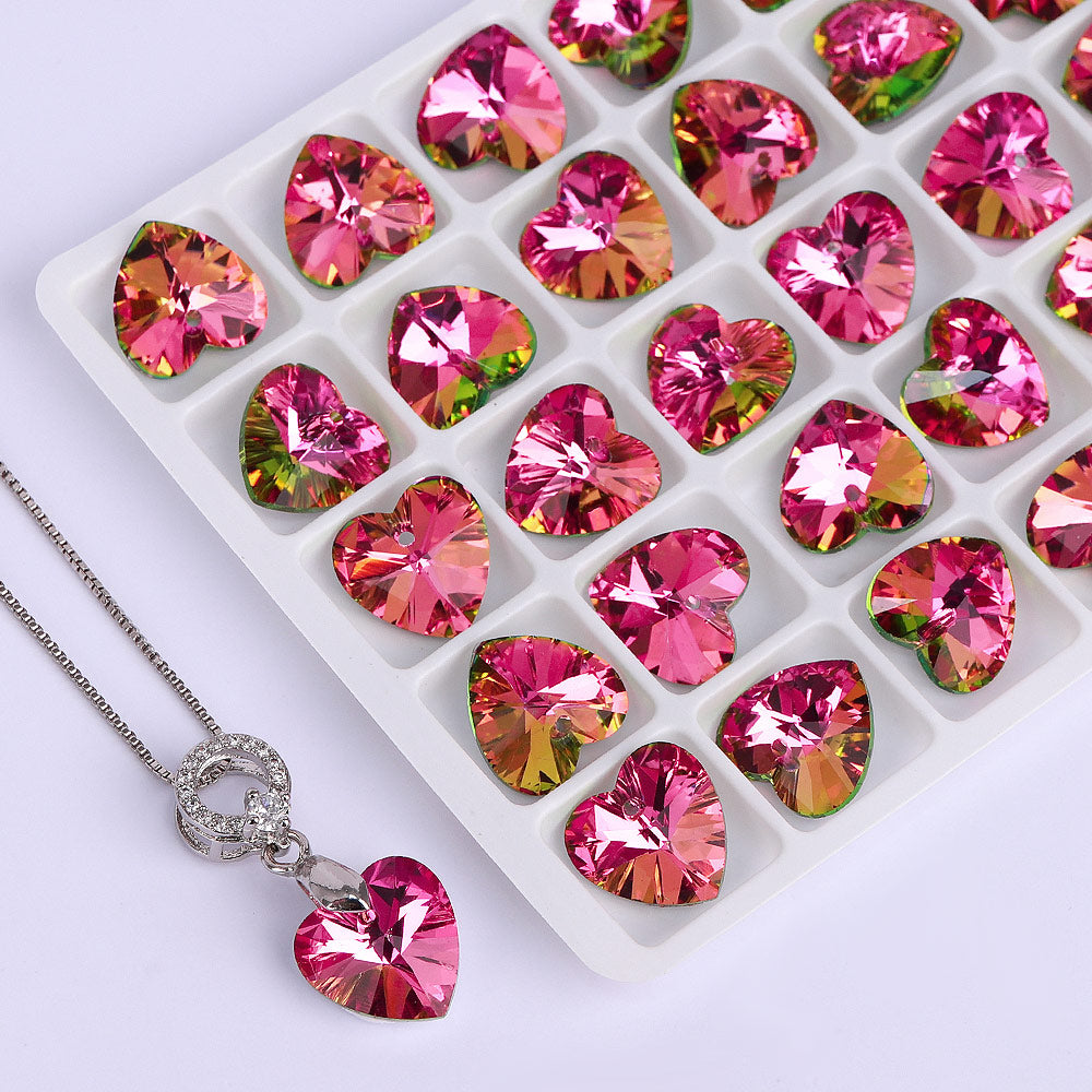 Vitrail Rose XILION Heart High Quality Glass Rhinestone Pendant Secondary image