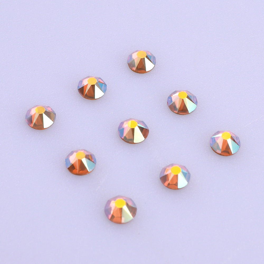 Topaz AB Glass Flat Back Glue-On Rhinestones 16 Cut Facets WholesaleRhinestone