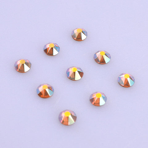 Topaz AB Glass Flat Back Glue-On Rhinestones 16 Cut Facets WholesaleRhinestone