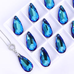 Bermuda Blue Tear Drop High Quality Glass Rhinestone Pendant WholesaleRhinestone