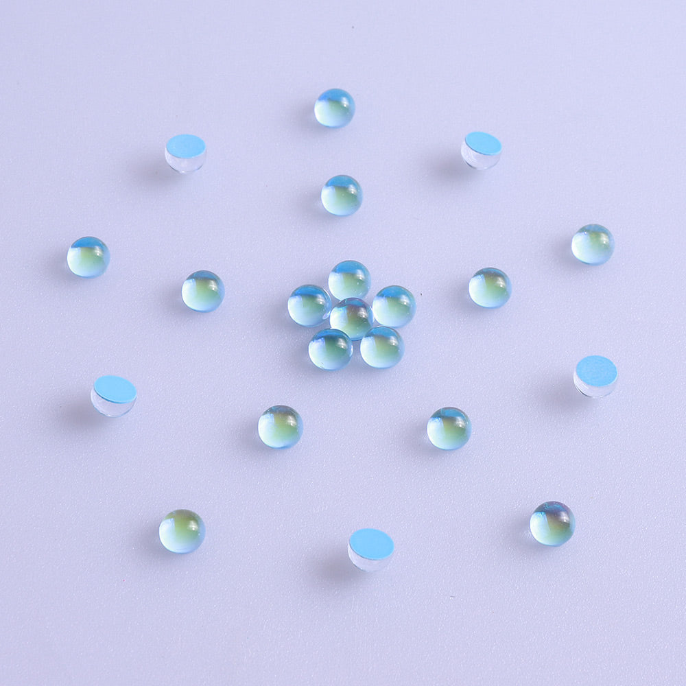 Mocha Light Blue Mermaid Tears Glass Half Pearls Rhinestones For Nail Art Secondary image
