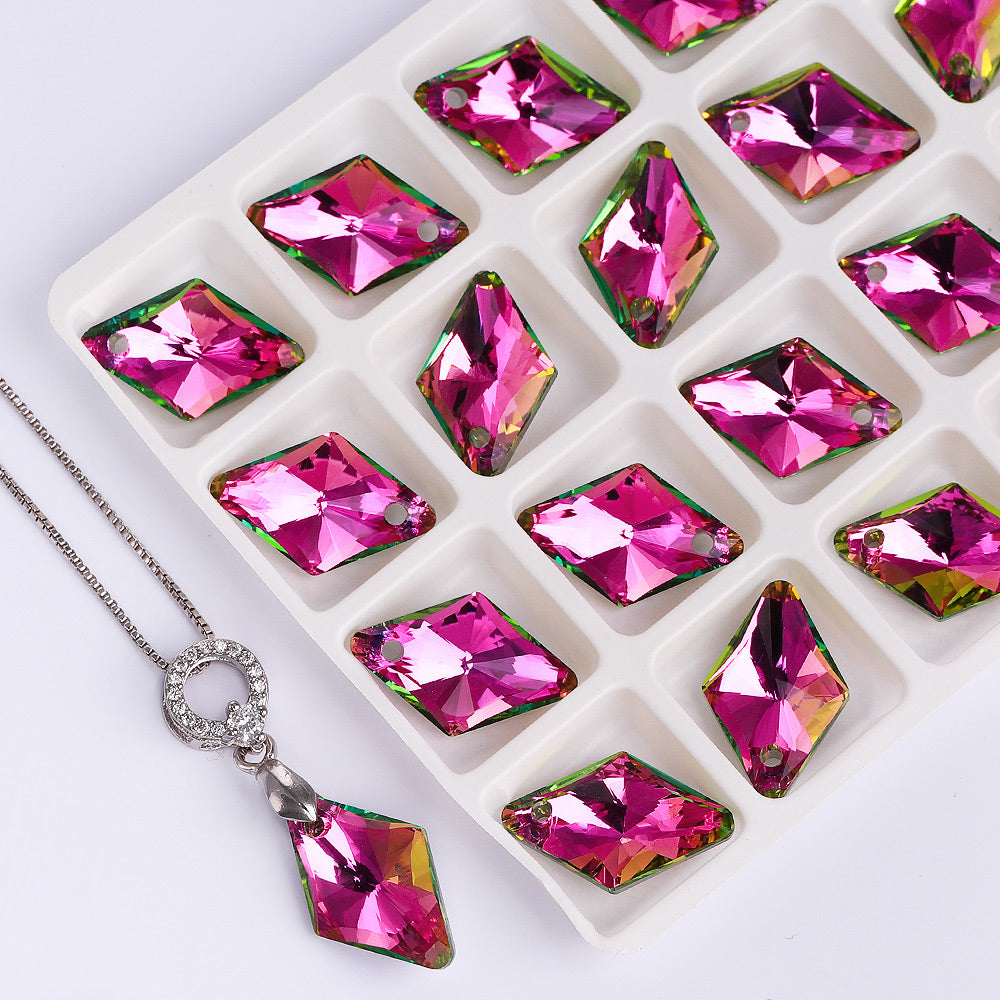 Vitrail Rose Rhombus High Quality Glass Rhinestone Pendant Secondary image