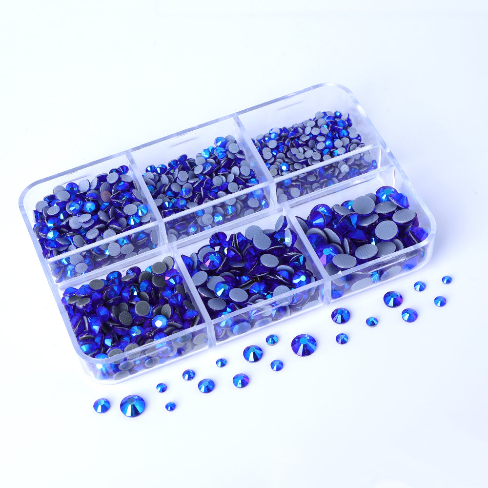 Mixed Sizes 6 Grid Box Sapphire AB Glass HotFix Rhinestones For Clothing DIY Secondary image