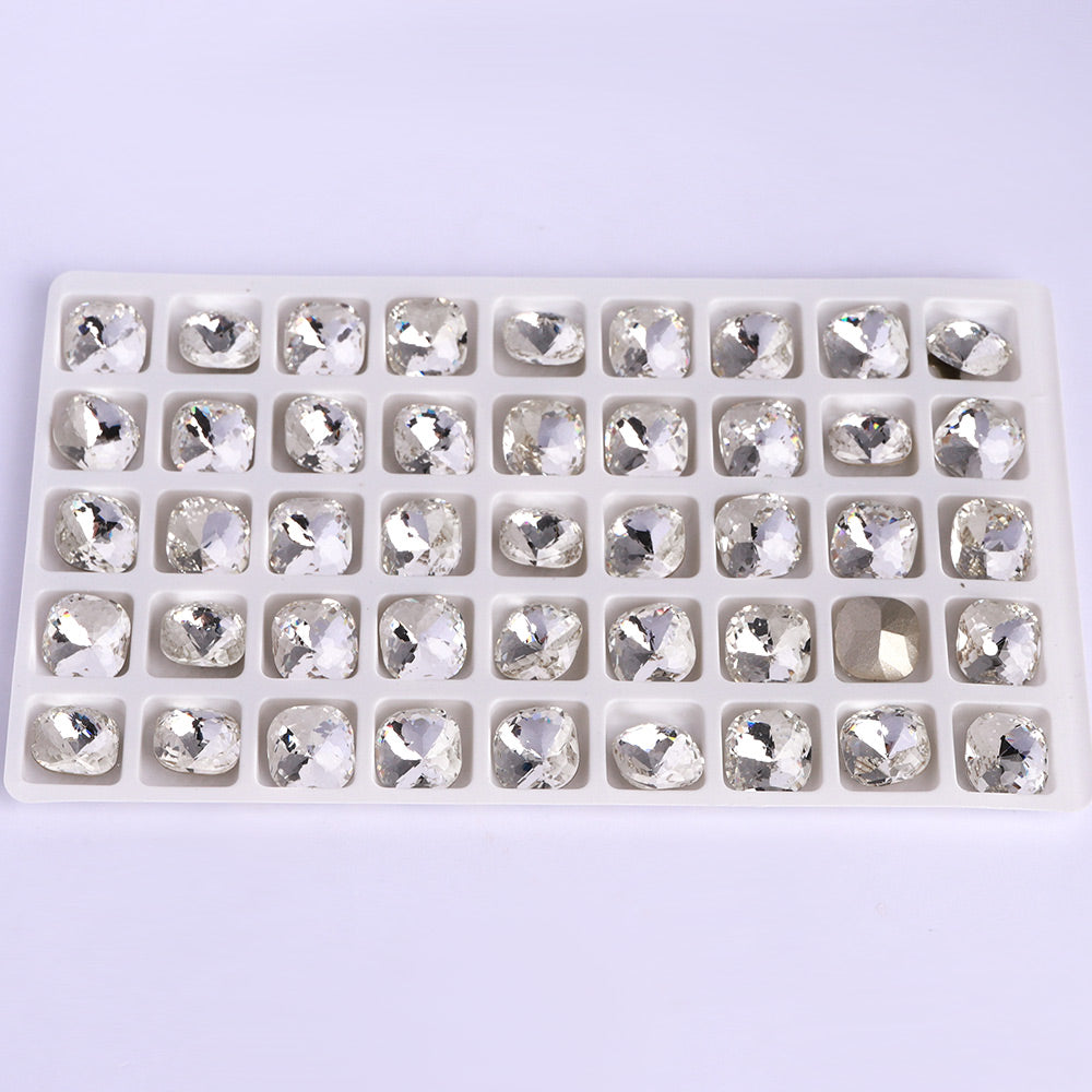 Crystal Dome Cushion Square Shape High Quality Glass Pointed Back Fancy Rhinestones WholesaleRhinestone