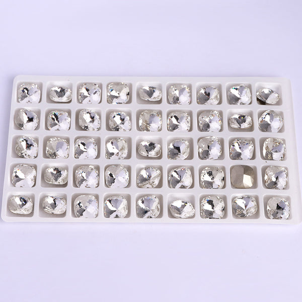 Crystal Dome Cushion Square Shape High Quality Glass Pointed Back Fancy Rhinestones WholesaleRhinestone