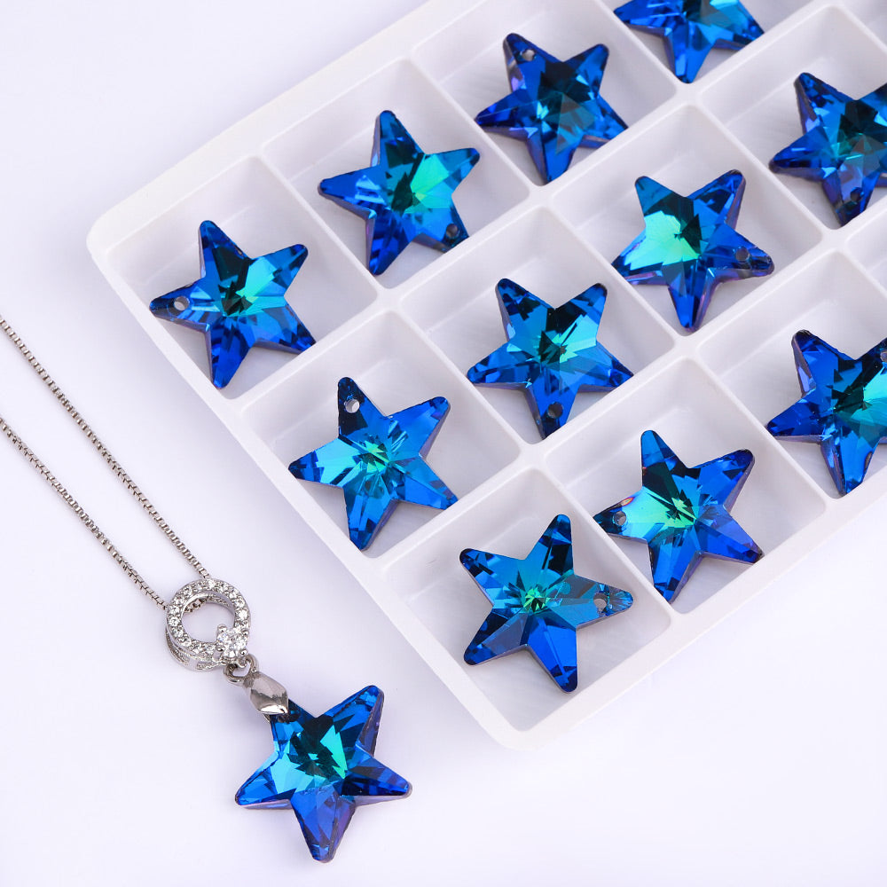 Bermuda Blue Star Shape High Quality Glass Rhinestone Pendant Secondary image
