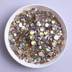 Mixed Sizes Light Yellow AB FlatBack Rhinestones For Nail Art Silver Back WholesaleRhinestone