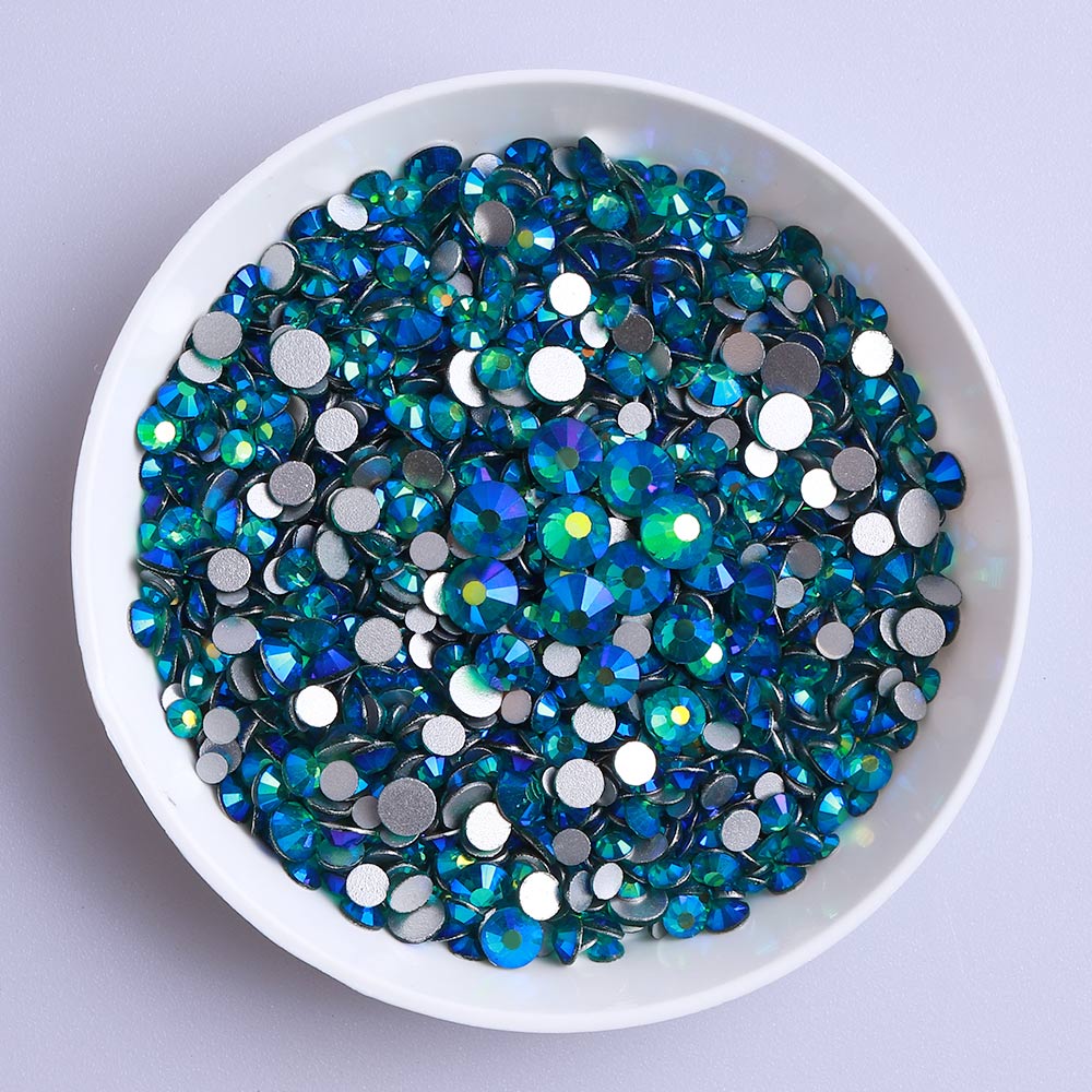 Mixed Sizes Blue Zircon AB Glass FlatBack Rhinestones For Nail Art Silver Back WholesaleRhinestone