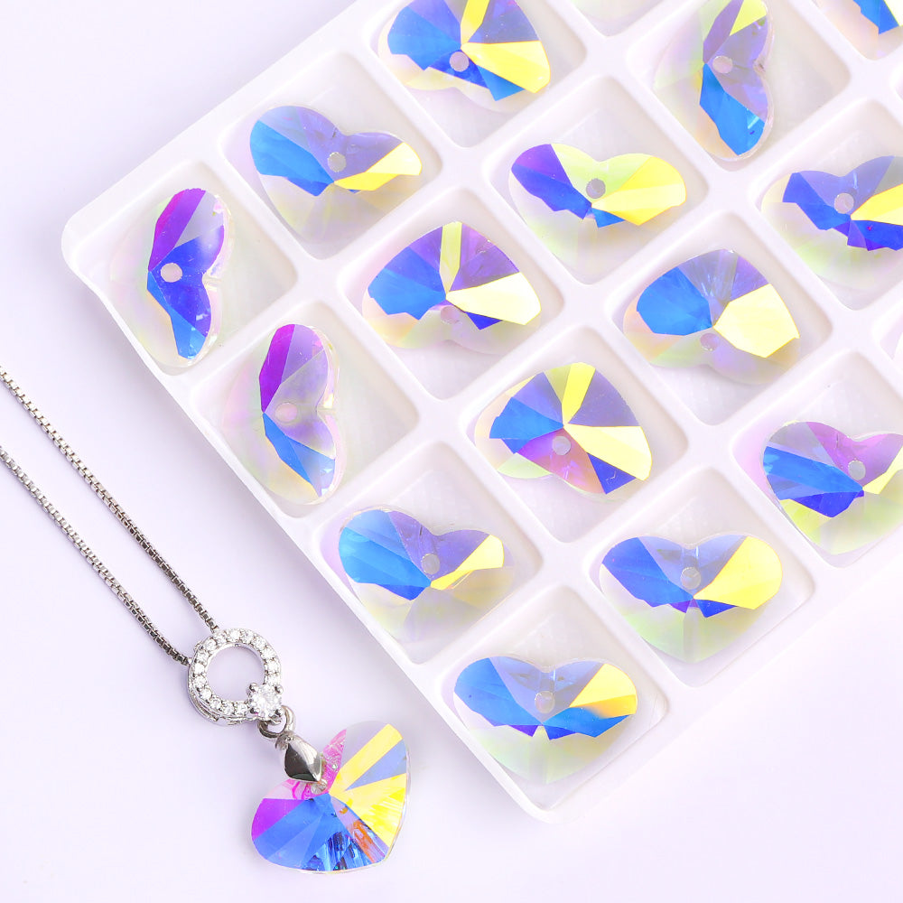 Crystal AB 진정으로 사랑 하트 하트 고품질 유리 모조 다이아몬드 펜던트 서브 이미지