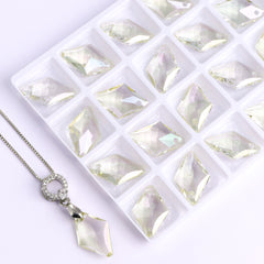 Luminous Green Rhombus High Quality Glass Rhinestone Pendant WholesaleRhinestone