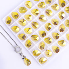 Metallic Sunshine XILION Mini Pear High Quality Glass Rhinestone Pendant WholesaleRhinestone
