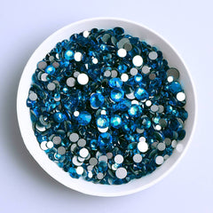 Mixed Sizes Capri Blue Glass FlatBack Rhinestones For Nail Art Silver Back WholesaleRhinestone