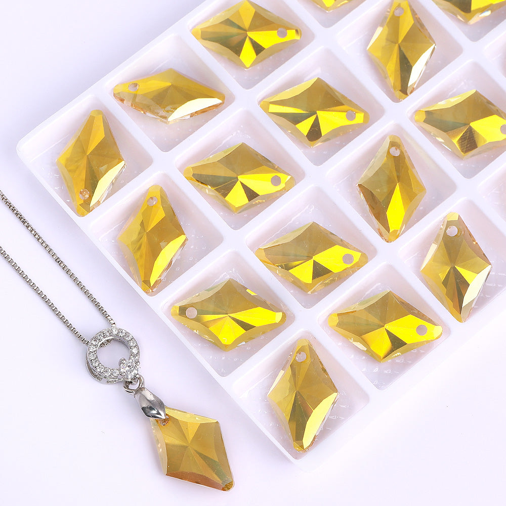 Metallic Sunshine Rhombus High Quality Glass Rhinestone Pendant Второстепенное изображение товара