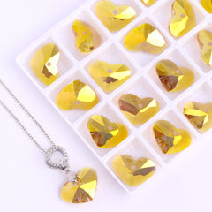 Metallic Sunshine Truly In Love Heart High Quality Glass Rhinestone Pendant WholesaleRhinestone