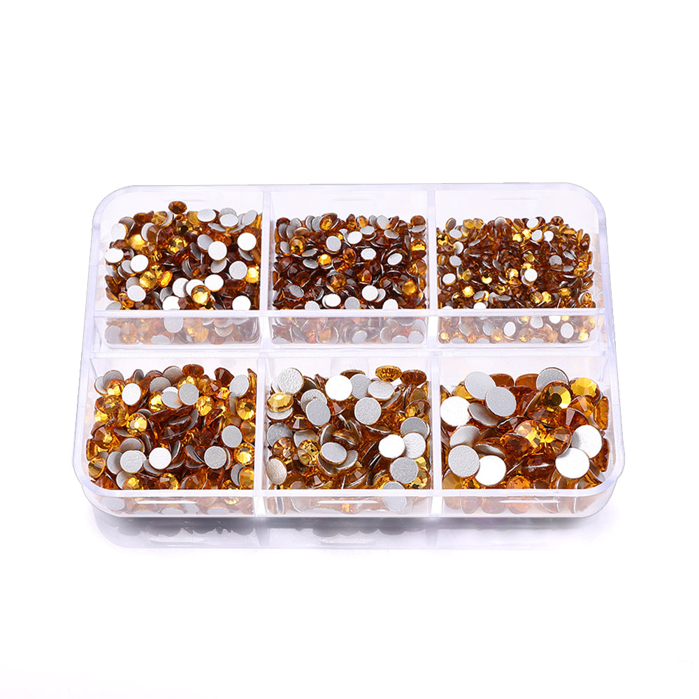 Tamaños mixtos de 6 cuadros de cuadrícula Topaz Glass Rhinestones para el arte de la uña Silver Back Imagen secundaria del producto