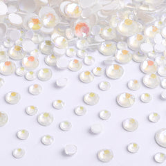 Mixed Sizes Mocha White FlatBack Luminous Rhinestones For Nail Art WholesaleRhinestone