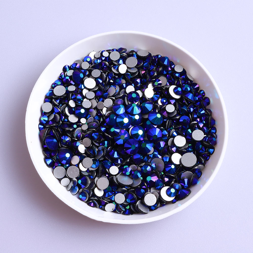 Mixed Sizes Black AB FlatBack Rhinestones For Nail Art Silver Back WholesaleRhinestone
