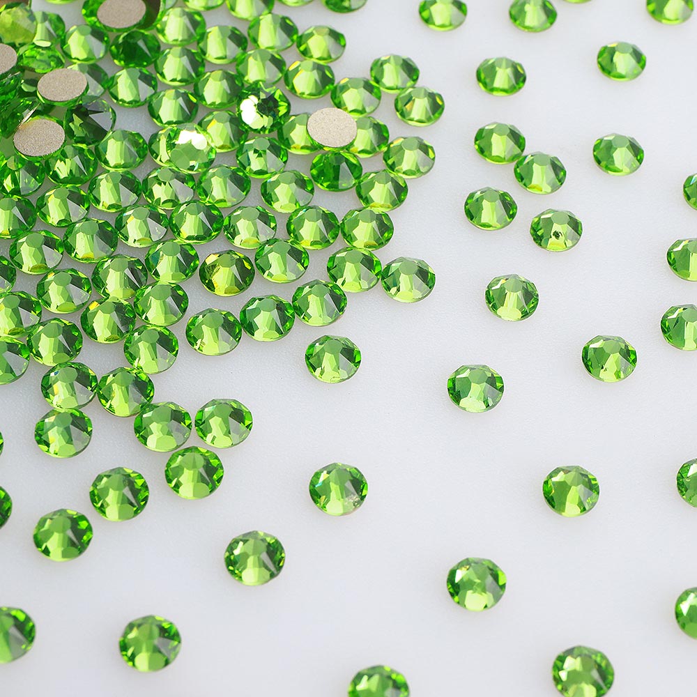 Peridot Glass Flat Back Glue-on Rhinestones 16 Cut Facets In Bulk WholesaleRhinestone