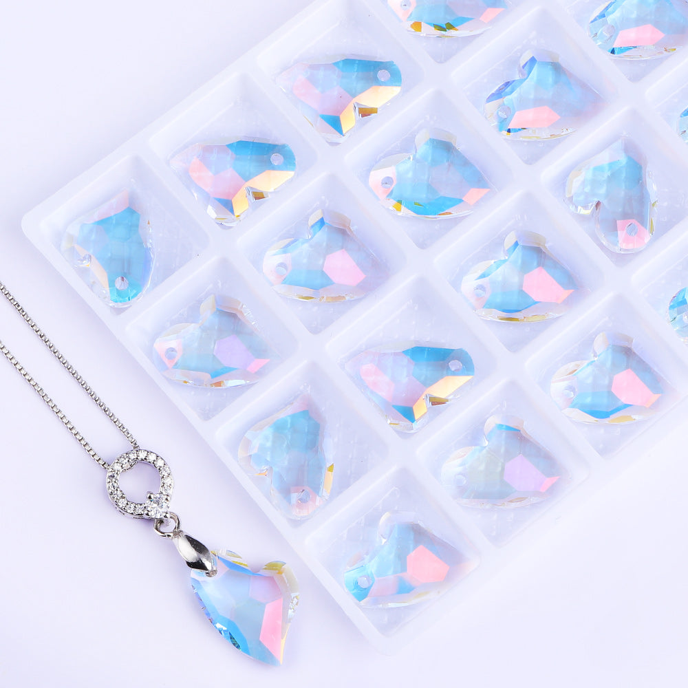 Light Crystal AB Devoted 2 U Heart High Quality Glass Rhinestone Pendant WholesaleRhinestone